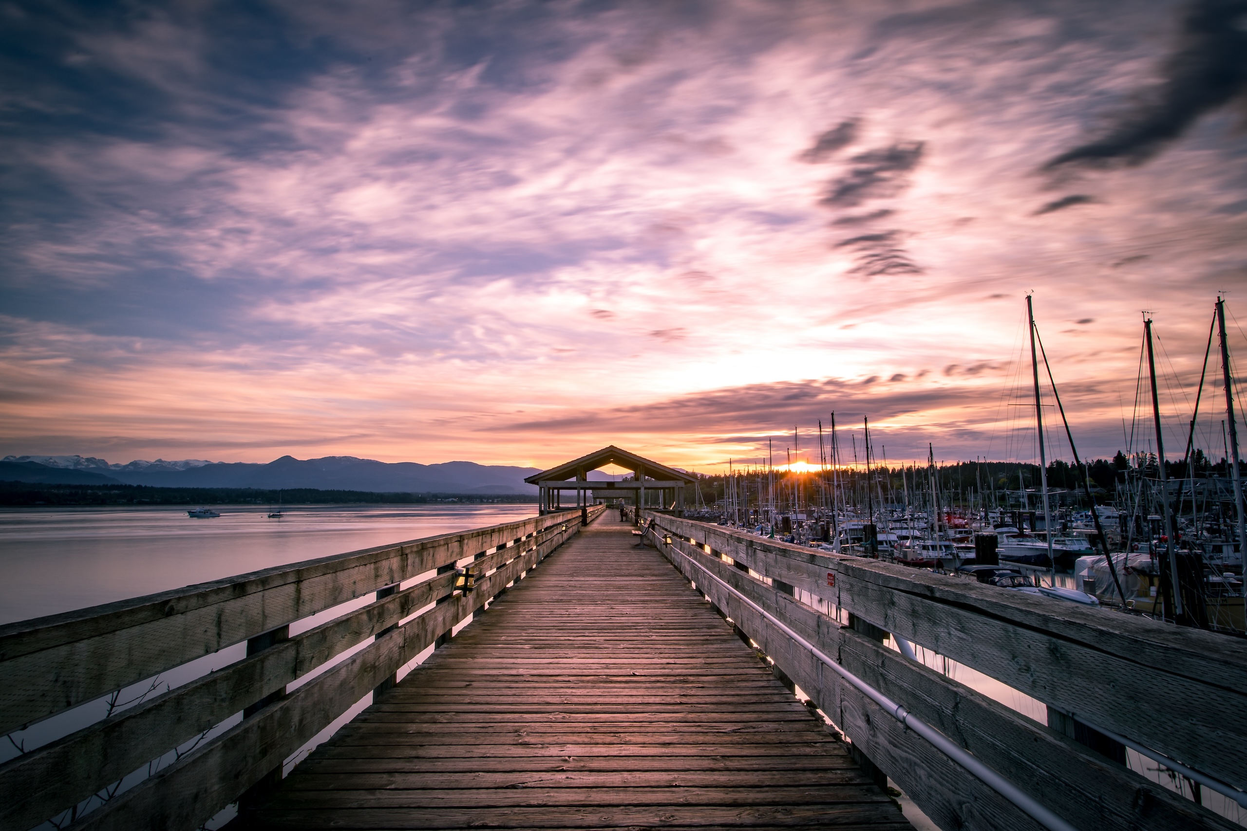 Comox Pier at sunset, Vancouver Island